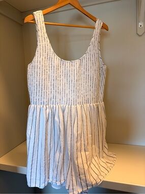 White & Navy Striped romper